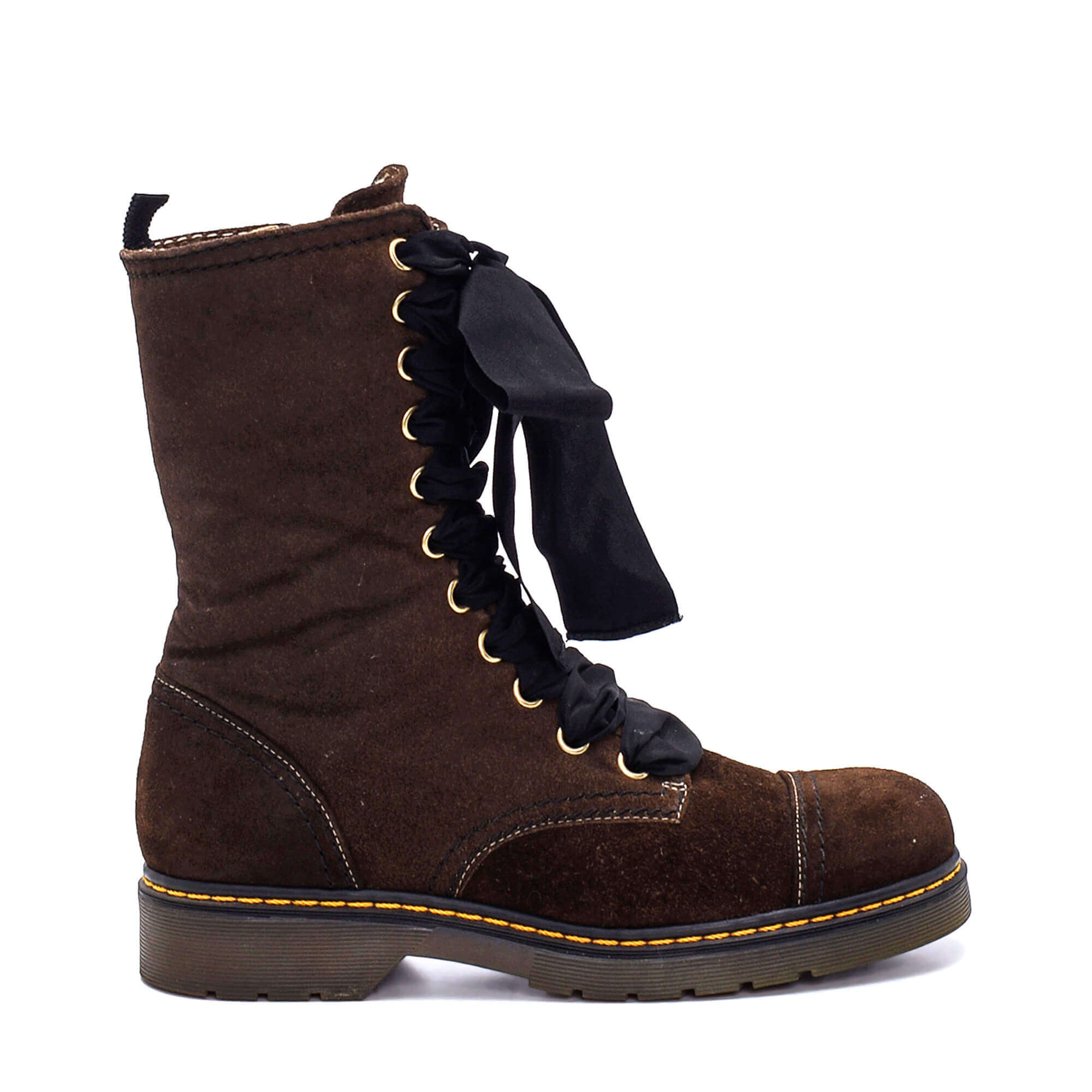 Moschino - Brown Suede Lace Up Shearling Inside Boots